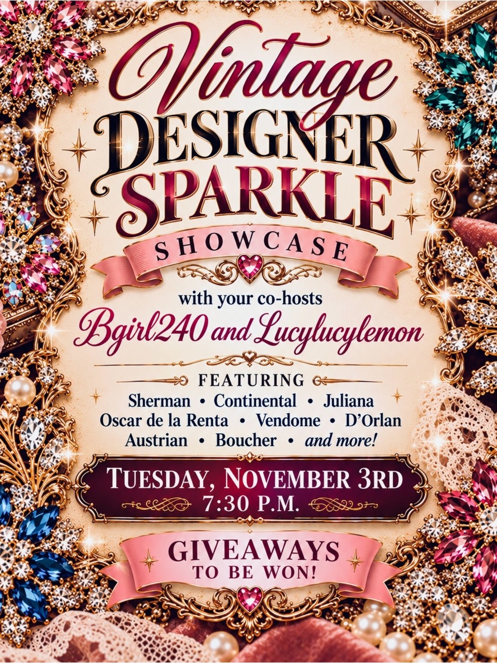 Nov 3rd Vintage Designer Sparkle Showcase